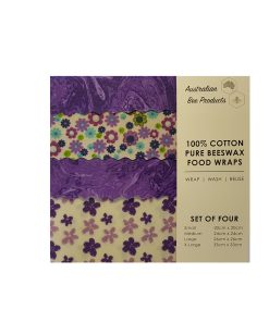 Australian Bee Products Beeswax Food Wrap - 4 Pack (Small, Medium, Large, X-Large)